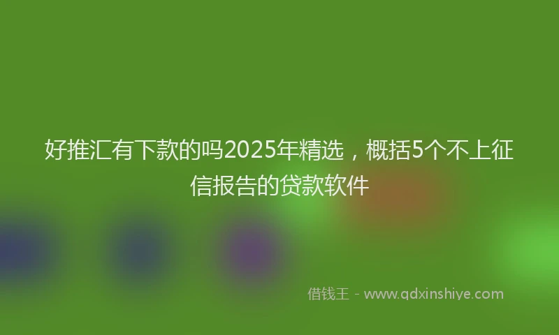 好推汇有下款的吗2025年精选，概括5个不上征信报告的贷款软件