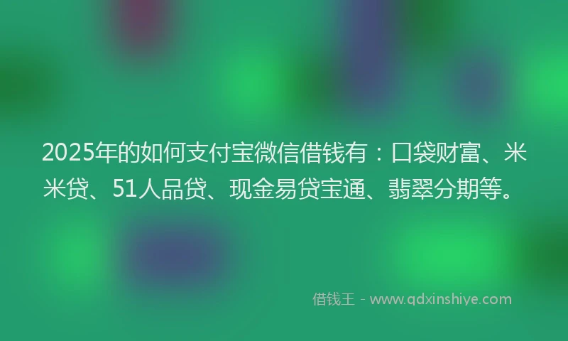 2025年的如何支付宝微信借钱有：口袋财富、米米贷、51人品贷、现金易贷宝通、翡翠分期等。