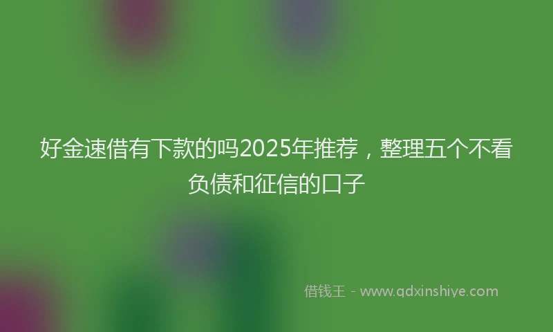 好金速借有下款的吗2025年推荐，整理五个不看负债和征信的口子
