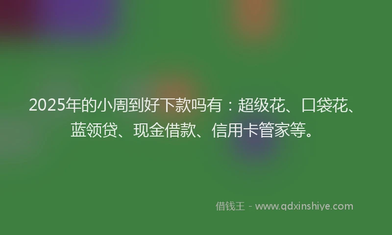 2025年的小周到好下款吗有:超级花、口袋花、蓝领贷、现金借款、信用卡管家等。