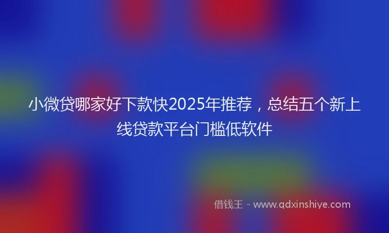小微贷哪家好下款快2025年推荐，总结五个新上线贷款平台门槛低软件