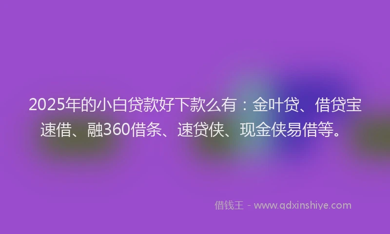 2025年的小白贷款好下款么有：金叶贷、借贷宝速借、融360借条、速贷侠、现金侠易借等。