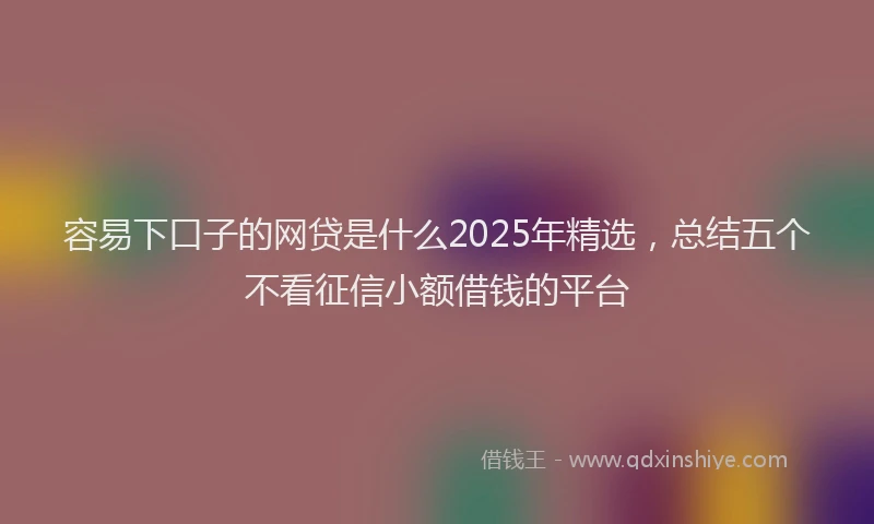 容易下口子的网贷是什么2025年精选，总结五个不看征信小额借钱的平台