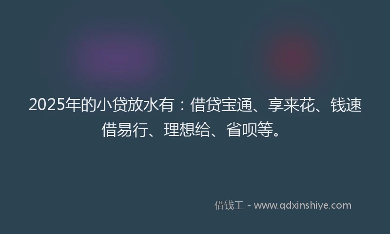 2025年的小贷放水有：借贷宝通、享来花、钱速借易行、理想给、省呗等。