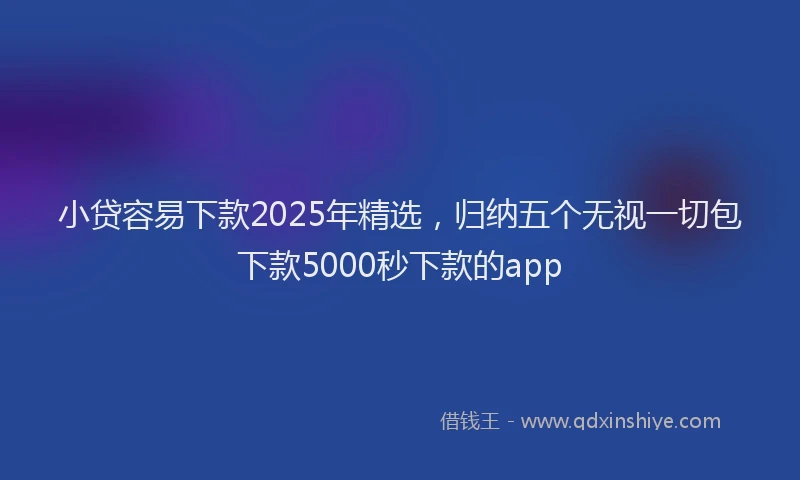 小贷容易下款2025年精选，归纳五个无视一切包下款5000秒下款的app