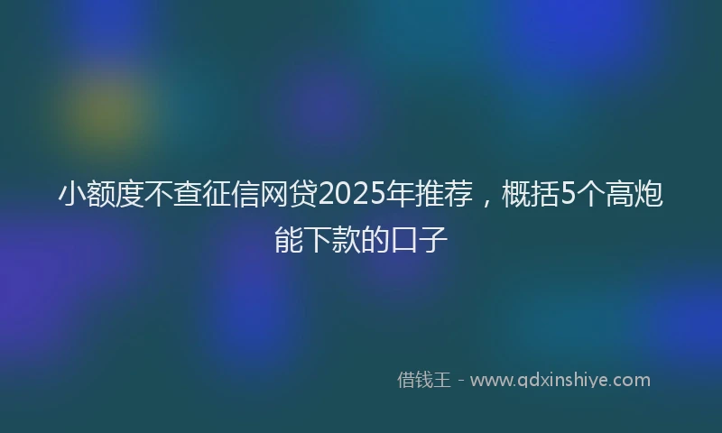 小额度不查征信网贷2025年推荐，概括5个高炮能下款的口子