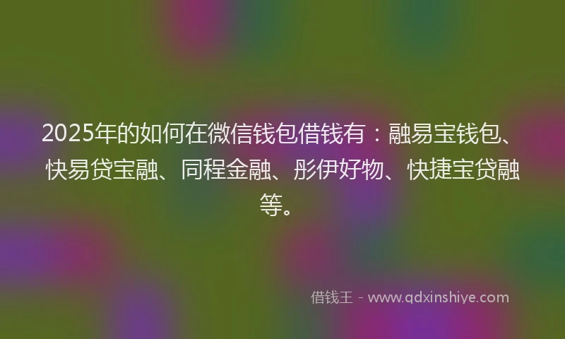 2025年的如何在微信钱包借钱有：融易宝钱包、快易贷宝融、同程金融、彤伊好物、快捷宝贷融等。