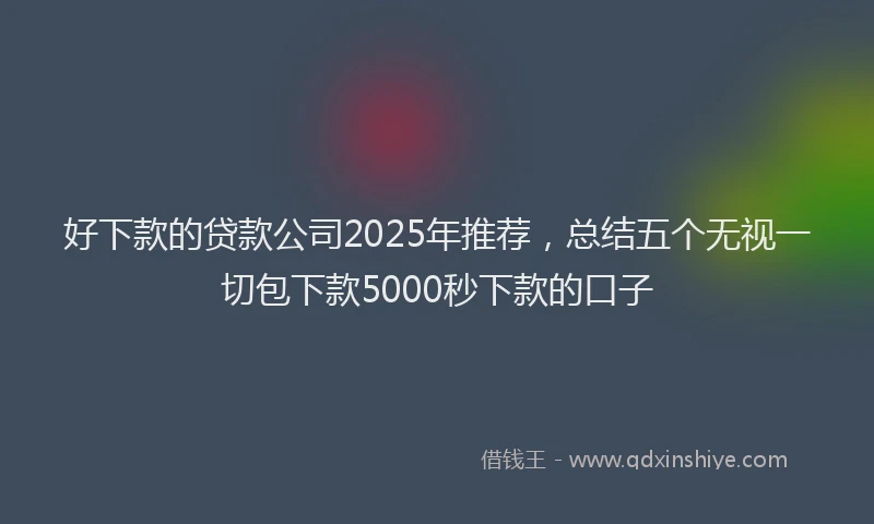 好下款的贷款公司2025年推荐，总结五个无视一切包下款5000秒下款的口子