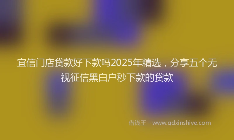 宜信门店贷款好下款吗2025年精选，分享五个无视征信黑白户秒下款的贷款