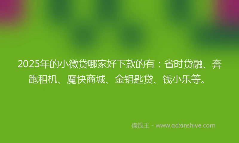 2025年的小微贷哪家好下款的有：省时贷融、奔跑租机、魔快商城、金钥匙贷、钱小乐等。
