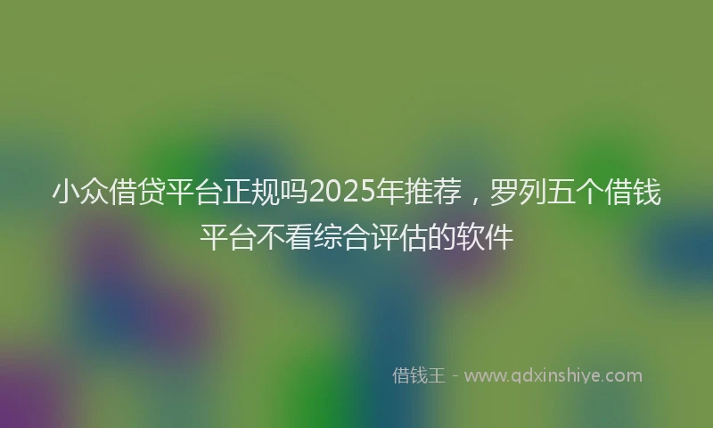 小众借贷平台正规吗2025年推荐，罗列五个借钱平台不看综合评估的软件