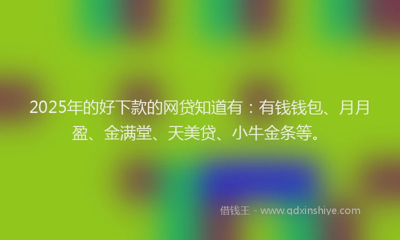 2025年的好下款的网贷知道有：有钱钱包、月月盈、金满堂、天美贷、小牛金条等。