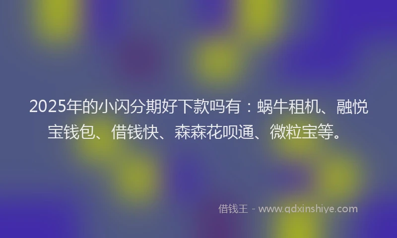 2025年的小闪分期好下款吗有：蜗牛租机、融悦宝钱包、借钱快、森森花呗通、微粒宝等。