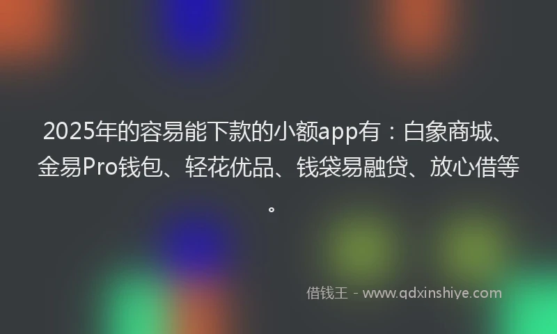 2025年的容易能下款的小额app有：白象商城、金易Pro钱包、轻花优品、钱袋易融贷、放心借等。