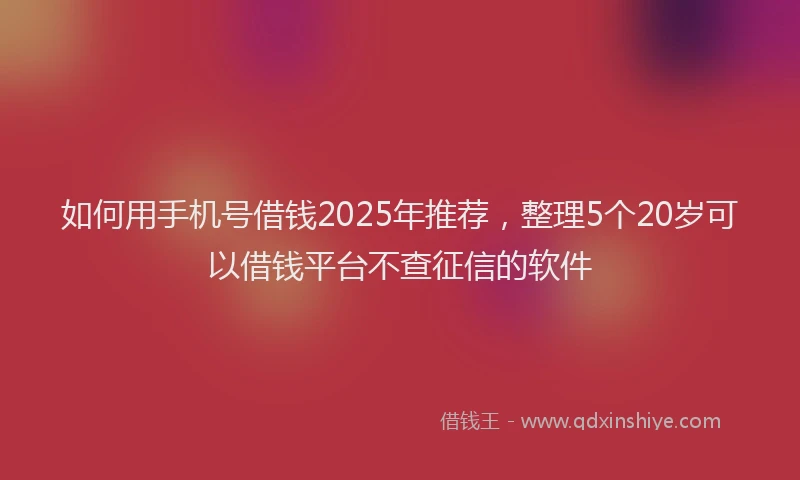 如何用手机号借钱2025年推荐，整理5个20岁可以借钱平台不查征信的软件