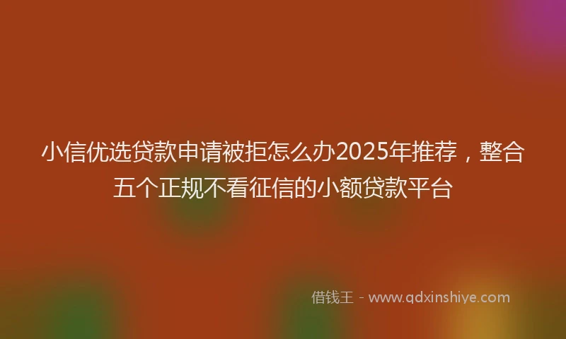 小信优选贷款申请被拒怎么办2025年推荐，整合五个正规不看征信的小额贷款平台