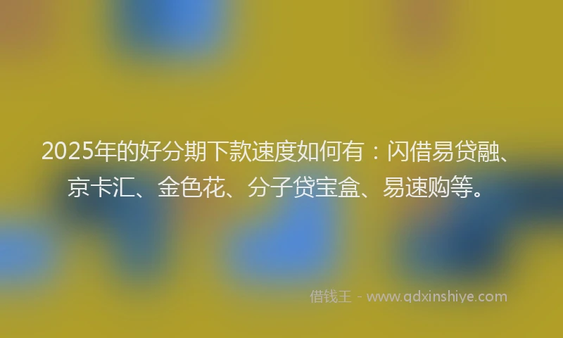 2025年的好分期下款速度如何有：闪借易贷融、京卡汇、金色花、分子贷宝盒、易速购等。