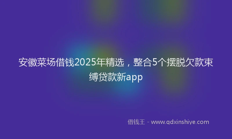 安徽菜场借钱2025年精选，整合5个摆脱欠款束缚贷款新app