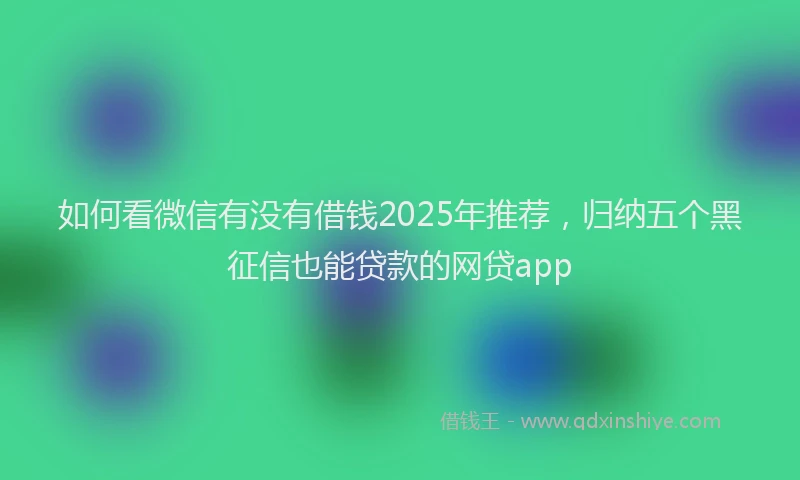 如何看微信有没有借钱2025年推荐，归纳五个黑征信也能贷款的网贷app