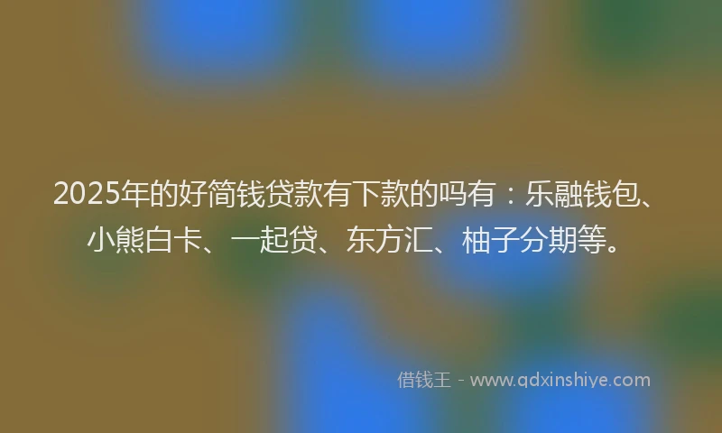 2025年的好简钱贷款有下款的吗有：乐融钱包、小熊白卡、一起贷、东方汇、柚子分期等。
