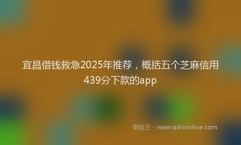 宜昌借钱救急2025年推荐，概括五个芝麻信用439分下款的app