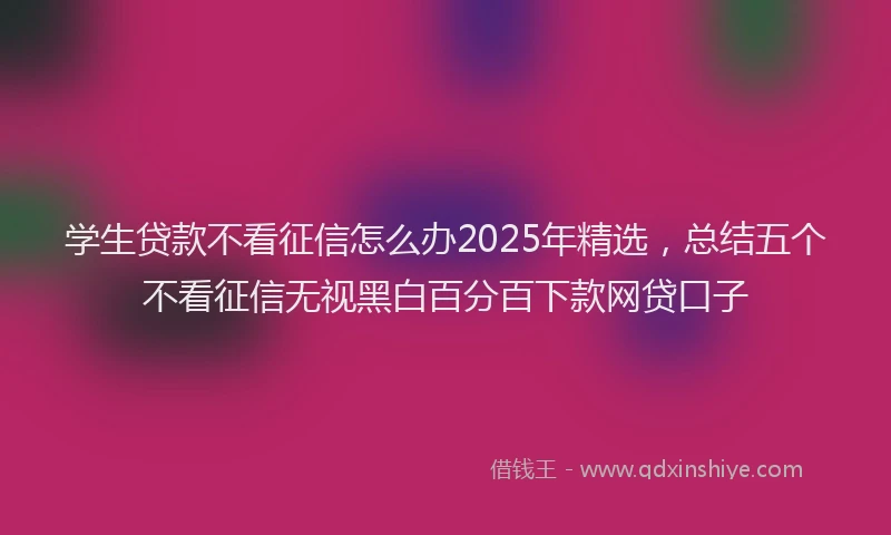 学生贷款不看征信怎么办2025年精选，总结五个不看征信无视黑白百分百下款网贷口子