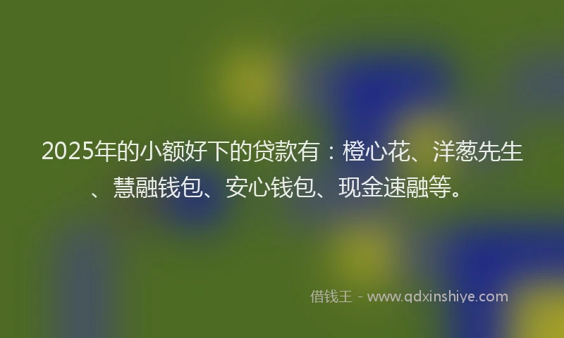 2025年的小额好下的贷款有：橙心花、洋葱先生、慧融钱包、安心钱包、现金速融等。