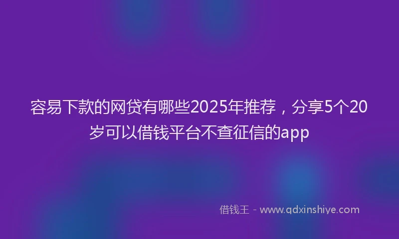 容易下款的网贷有哪些2025年推荐，分享5个20岁可以借钱平台不查征信的app