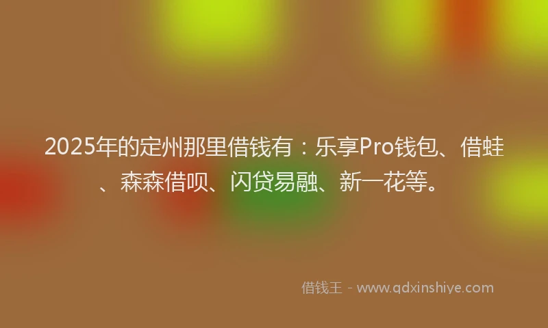 2025年的定州那里借钱有：乐享Pro钱包、借蛙、森森借呗、闪贷易融、新一花等。