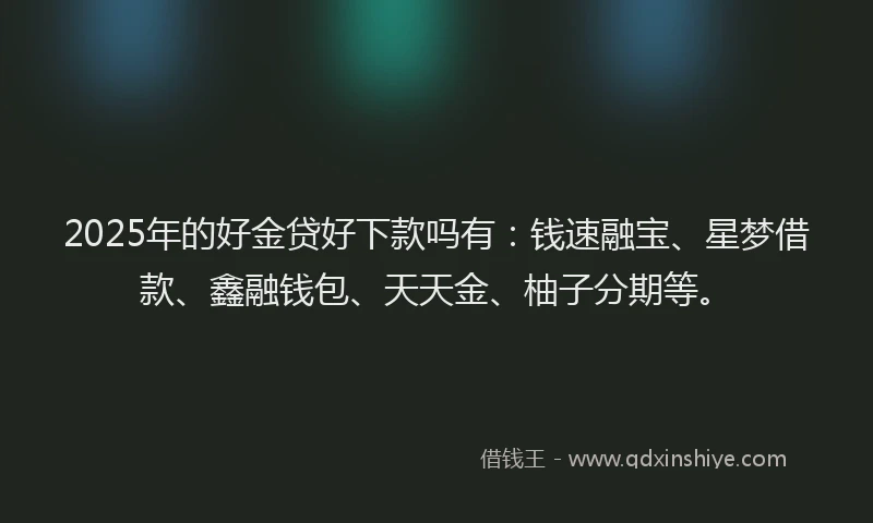2025年的好金贷好下款吗有：钱速融宝、星梦借款、鑫融钱包、天天金、柚子分期等。
