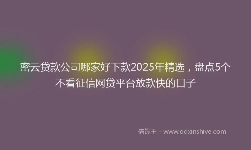 密云贷款公司哪家好下款2025年精选，盘点5个不看征信网贷平台放款快的口子