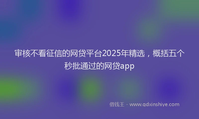 审核不看征信的网贷平台2025年精选，概括五个秒批通过的网贷app