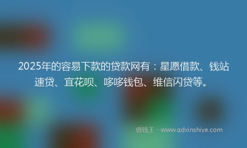2025年的容易下款的贷款网有：星愿借款、钱站速贷、宜花呗、哆哆钱包、维信闪贷等。