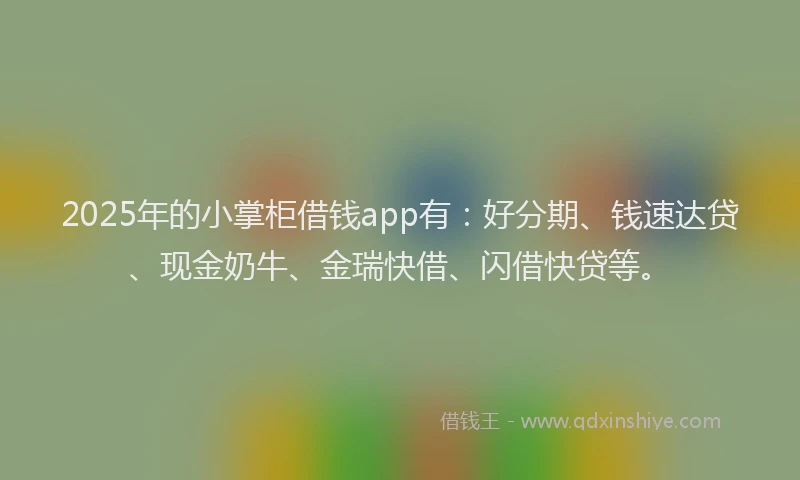 2025年的小掌柜借钱app有：好分期、钱速达贷、现金奶牛、金瑞快借、闪借快贷等。