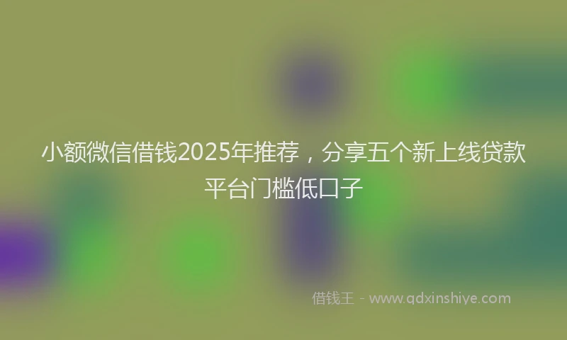 小额微信借钱2025年推荐，分享五个新上线贷款平台门槛低口子