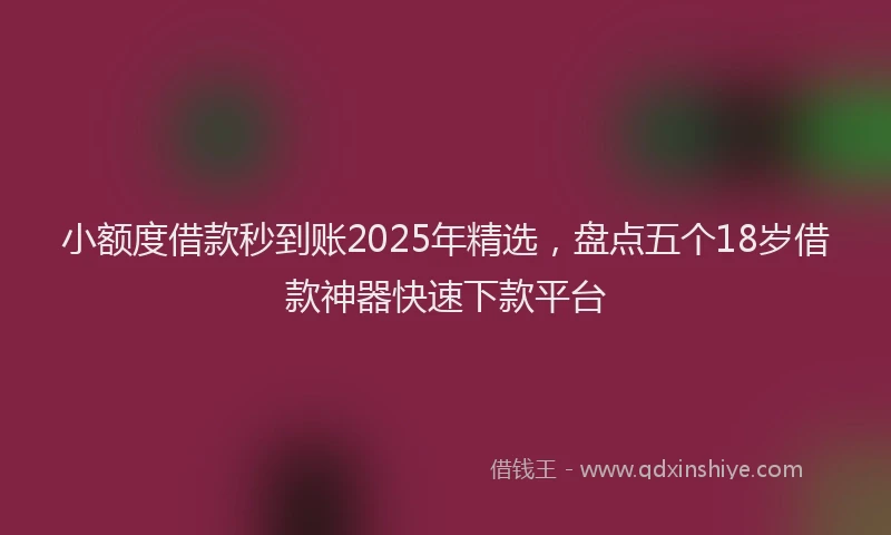 小额度借款秒到账2025年精选，盘点五个18岁借款神器快速下款平台