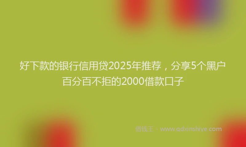 好下款的银行信用贷2025年推荐，分享5个黑户百分百不拒的2000借款口子