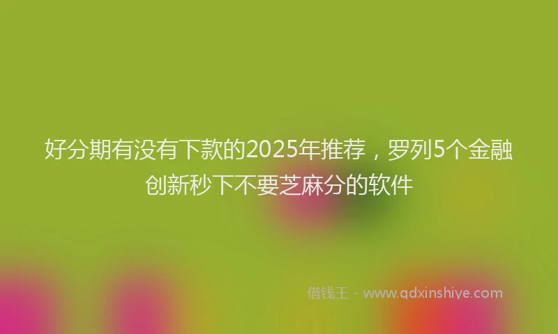好分期有没有下款的2025年推荐，罗列5个金融创新秒下不要芝麻分的软件
