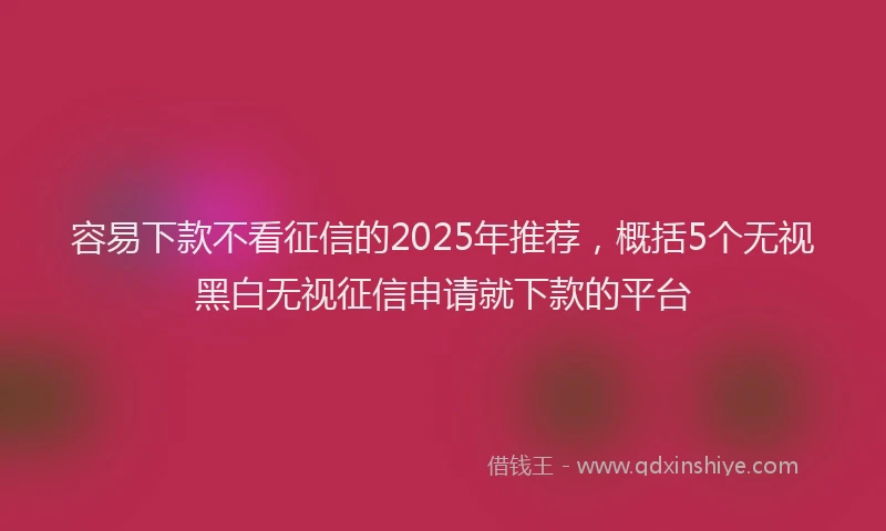 容易下款不看征信的2025年推荐，概括5个无视黑白无视征信申请就下款的平台