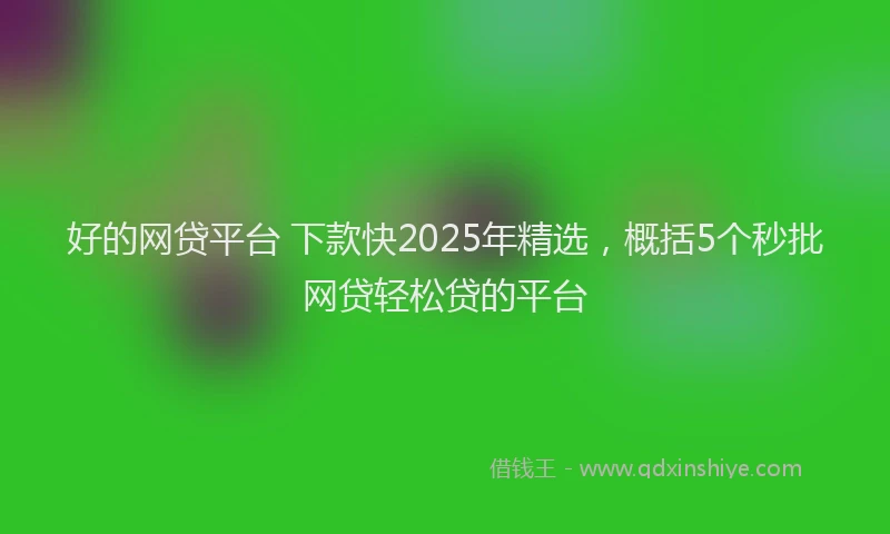 好的网贷平台 下款快2025年精选，概括5个秒批网贷轻松贷的平台