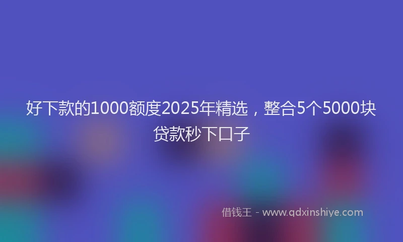 好下款的1000额度2025年精选，整合5个5000块贷款秒下口子