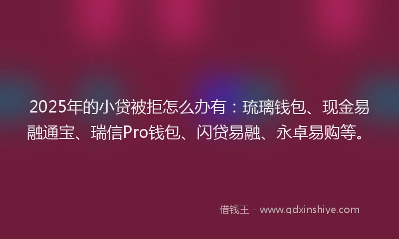 2025年的小贷被拒怎么办有：琉璃钱包、现金易融通宝、瑞信Pro钱包、闪贷易融、永卓易购等。
