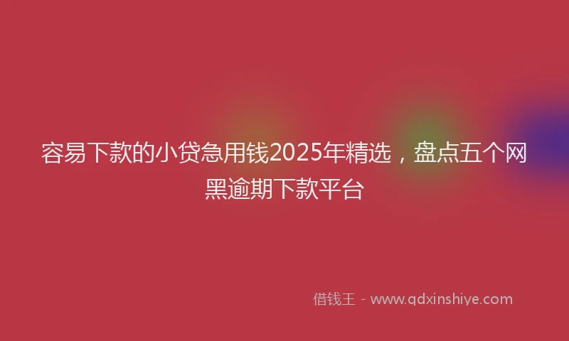 容易下款的小贷急用钱2025年精选，盘点五个网黑逾期下款平台