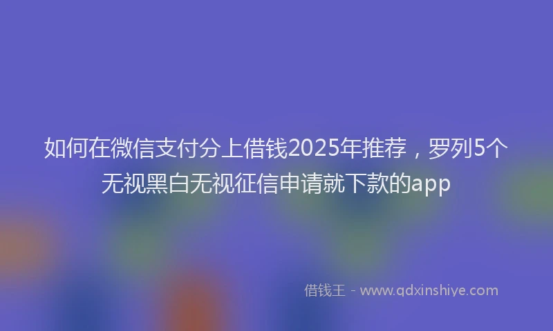 如何在微信支付分上借钱2025年推荐，罗列5个无视黑白无视征信申请就下款的app