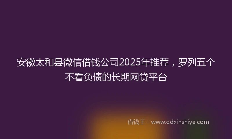 安徽太和县微信借钱公司2025年推荐，罗列五个不看负债的长期网贷平台