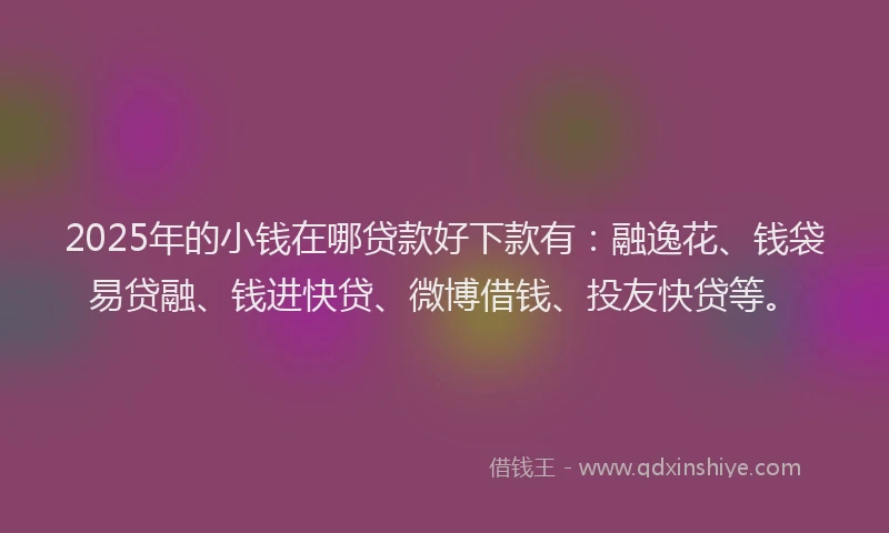 2025年的小钱在哪贷款好下款有：融逸花、钱袋易贷融、钱进快贷、微博借钱、投友快贷等。