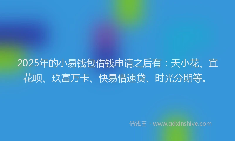 2025年的小易钱包借钱申请之后有：天小花、宜花呗、玖富万卡、快易借速贷、时光分期等。