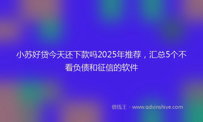 小苏好贷今天还下款吗2025年推荐，汇总5个不看负债和征信的软件