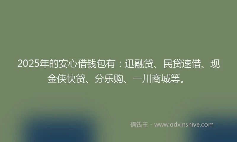 2025年的安心借钱包有:迅融贷、民贷速借、现金侠快贷、分乐购、一川商城等。