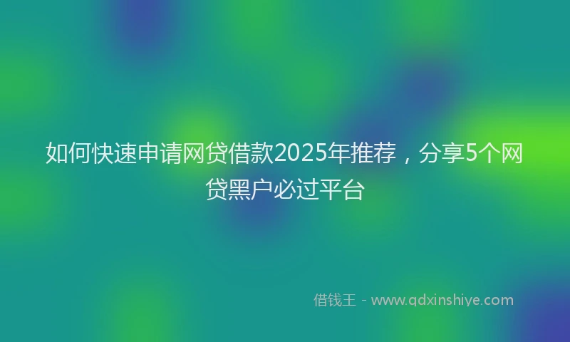 如何快速申请网贷借款2025年推荐，分享5个网贷黑户必过平台